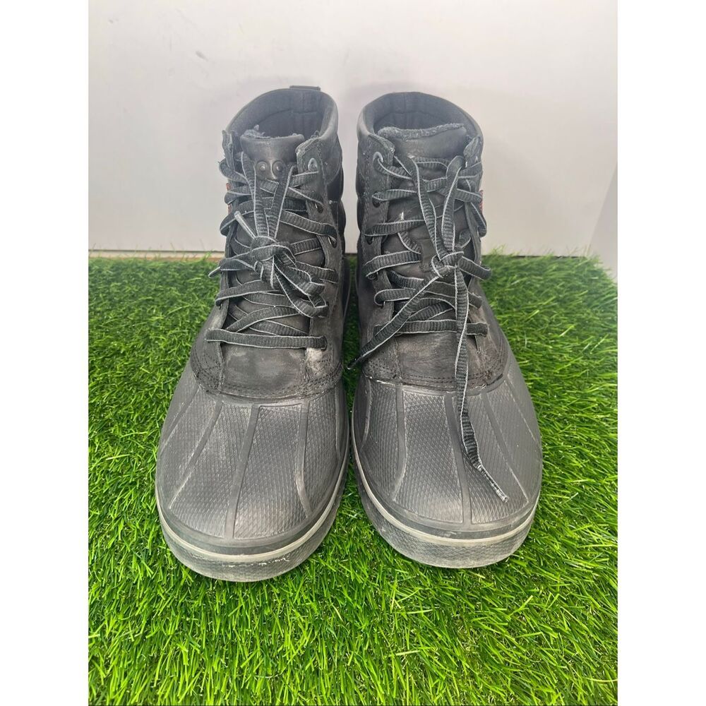 Crocs AllCast Duck Boots Black Quilted Faux Fur Men’s Size 11 - Picture 2 of 8